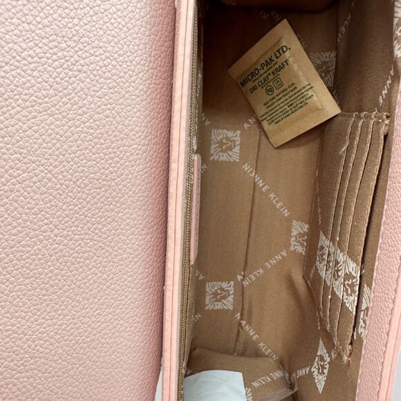 Anne Klein 10" X 6" X 3" Pink Crossbody Bag Faux Leather Gold Chain Flap Bag - Picture 7 of 10